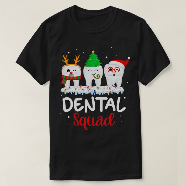 Funny Teeth Santa Reindeer Christmas Dental Squad  T-Shirt (Design Front)