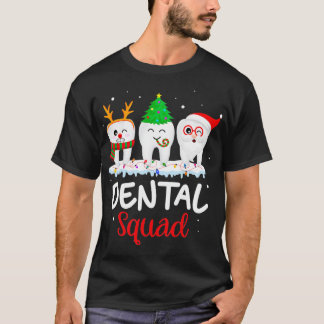 Funny Teeth Santa Reindeer Christmas Dental Squad  T-Shirt