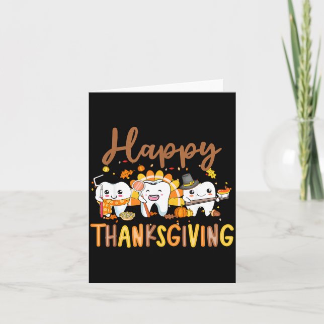 Funny Teeth Thanksgiving Dentist Turkey Dental Squ Card (Front)