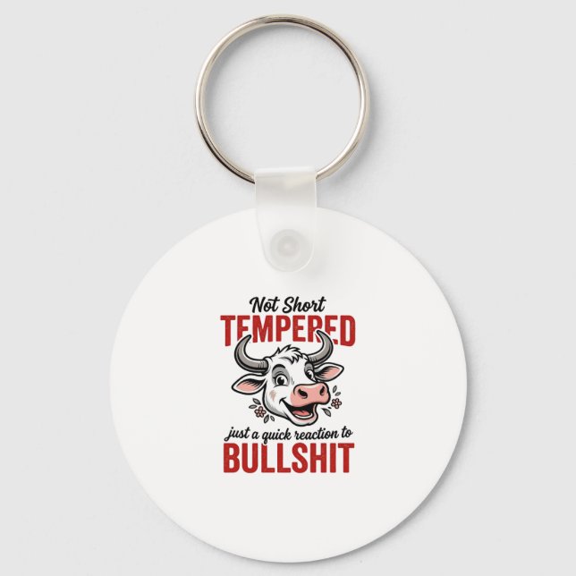 Funny Tempered Cow Vintage Keychain (Front)