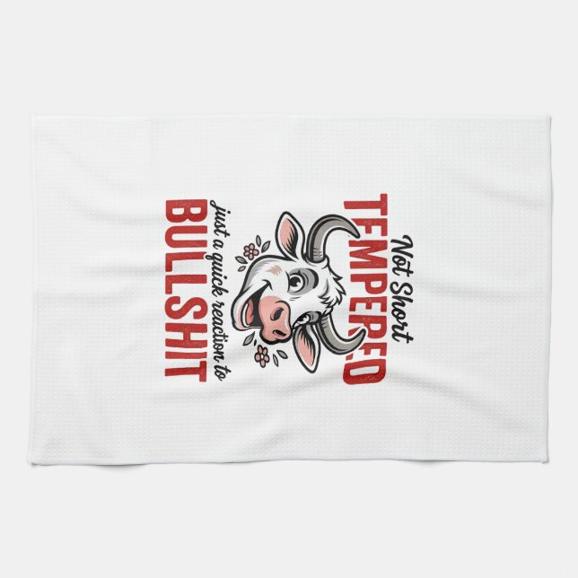 Funny Tempered Cow Vintage Kitchen Towel (Horizontal)