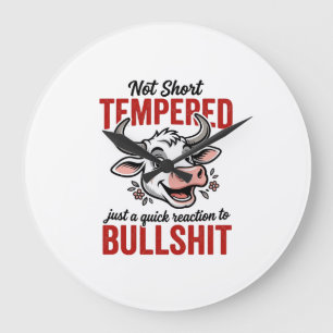 Funny Tempered Cow Vintage Large Clock