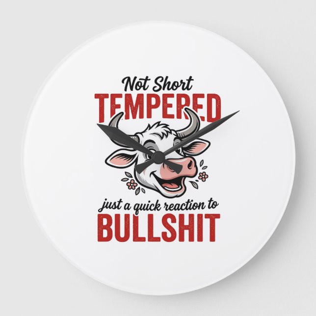 Funny Tempered Cow Vintage Large Clock (Front)
