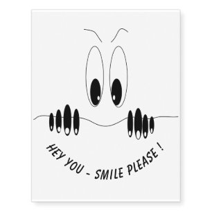 Funny Temporary Tattoos Happy Eyes - Custom Text