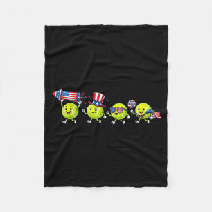 Funny Tennis Aamerican Usa Flag 250 Years 4th Of Fleece Blanket
