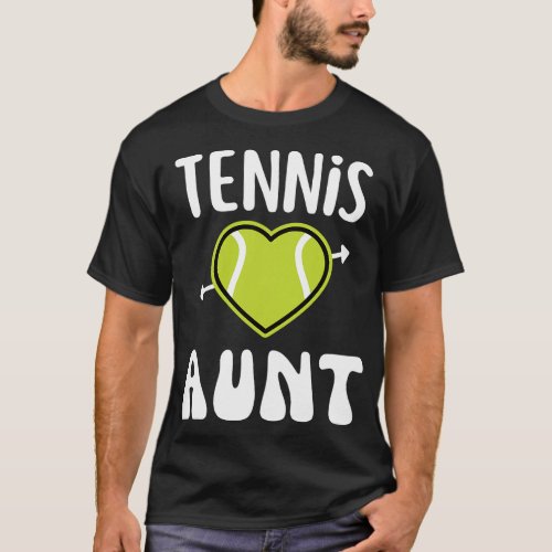Funny Tennis Aunt Groovy Heart Tennis Player Mothe T_Shirt