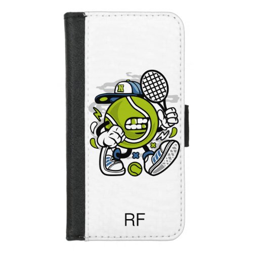 Funny Tennis Ball Cartoon Monogram  Sport iPhone 87 Wallet Case