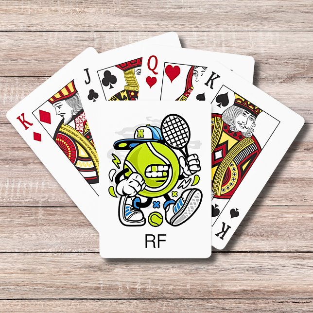 Funny Tennis Ball Cartoon Monogram | Sport Poker Cards (Creator Uploaded)