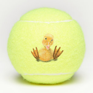 Funny Tennis Balls with Happy Yellow Duck - Smile
