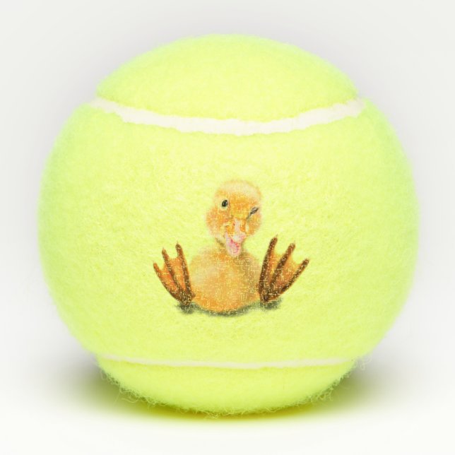 Funny Tennis Balls with Happy Yellow Duck - Smile  (Back)