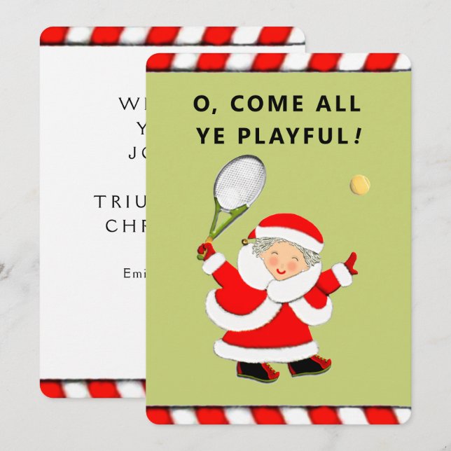 Funny Tennis Christmas Holiday Card (Front/Back)