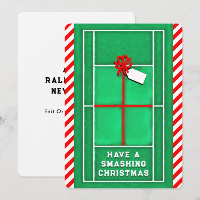 Funny Tennis Christmas Holiday Card (Front/Back)