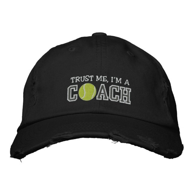Funny Tennis Coach Embroidered Baseball Cap (Front)