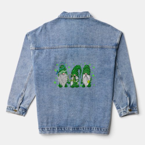 Funny Tennis Lover Gnome St Patrick S Day Family O Denim Jacket