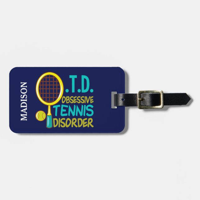 Funny Tennis Luggage Tag (Front Horizontal)
