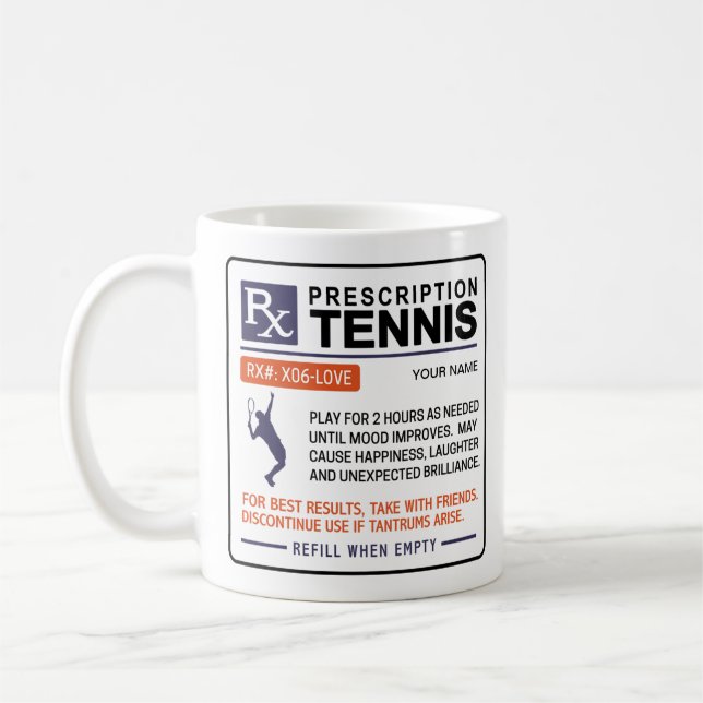 Funny Tennis Mug Prescription Design (Left)