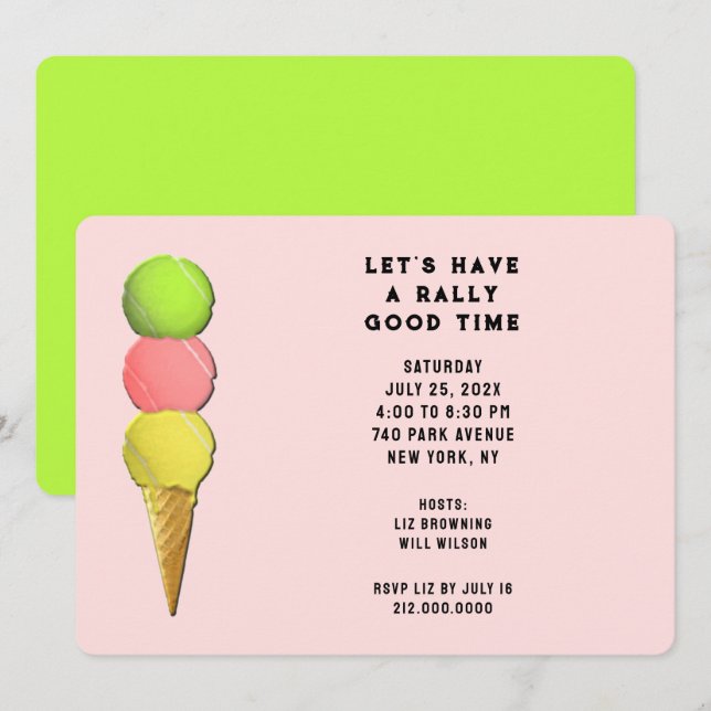 Funny Tennis Party Invitation (Front/Back)