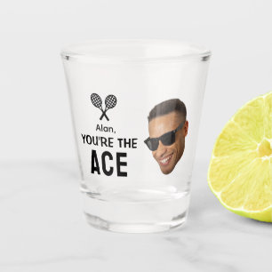 Funny Tennis Player Custom Face Photo Shot glass