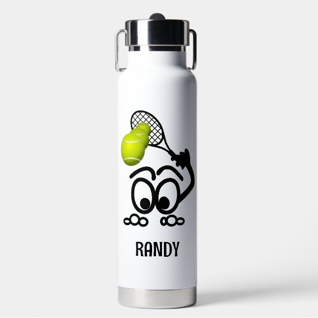 Funny Tennis Player Personalized Water Bottle (Front)