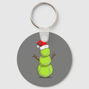 Funny Tennis Player Snowman Christmas Gift Keychain