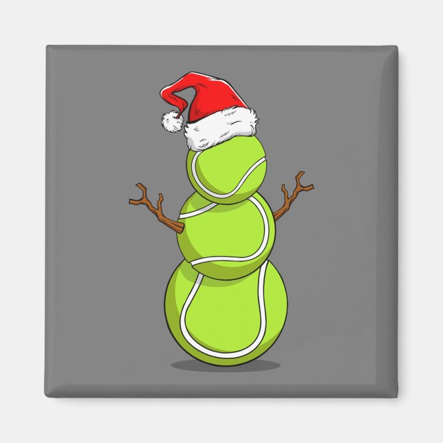 Funny Tennis Player Snowman Christmas Gift Magnet (Front)