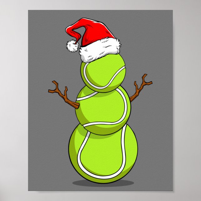 Funny Tennis Player Snowman Christmas Gift Poster (Front)