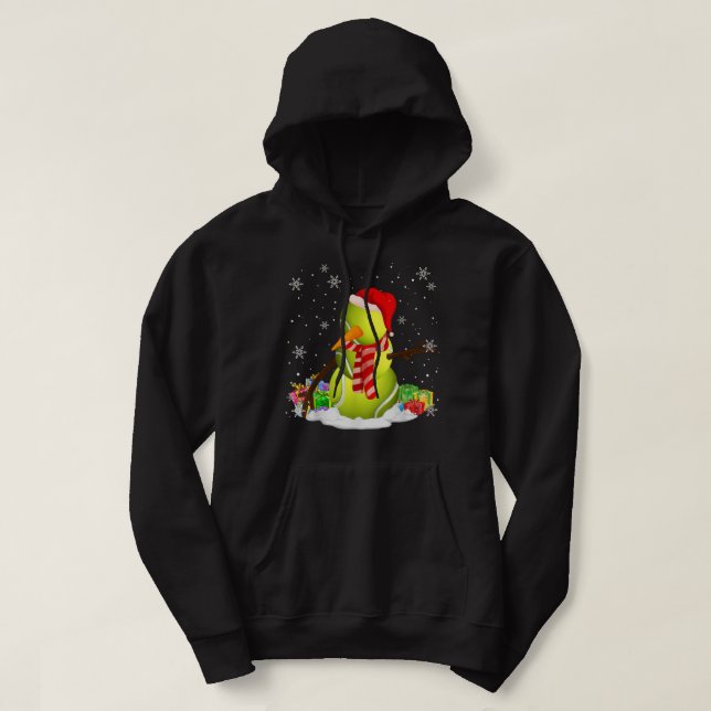 Funny Tennis Player Snowman Christmas Hoodie (Design Front)