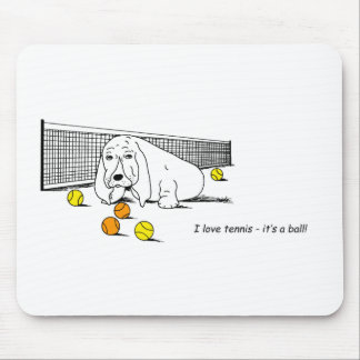 Funny Tennis Playing Basset Hound Mouse Pad