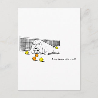 Funny Tennis Playing Basset Hound Postcard