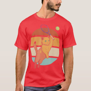 Funny Tennis Racket Cat Playing Tennis  T-Shirt