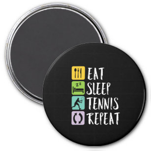 Funny Tennis Sports Eat Sleep Tennis Repeat Magnet
