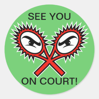 Funny tennis stickers with humorous slogan saying