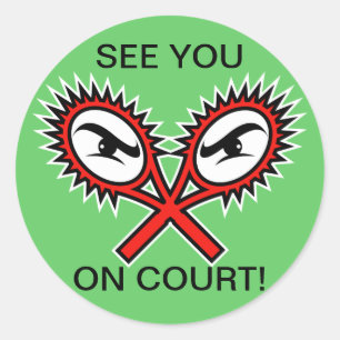 Funny tennis stickers with humorous slogan saying