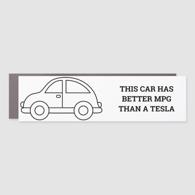 Funny Tesla Bumper Sticker Car Magnet (Front)