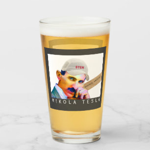 Funny Tesla Portrait Beer Glass