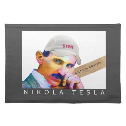 Funny Tesla Portrait  Cloth Placemat
