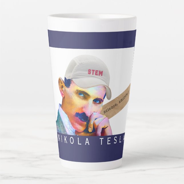 Funny Tesla Portrait   Latte Mug (Front)