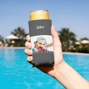 Funny Tesla Portrait Seltzer Can Cooler