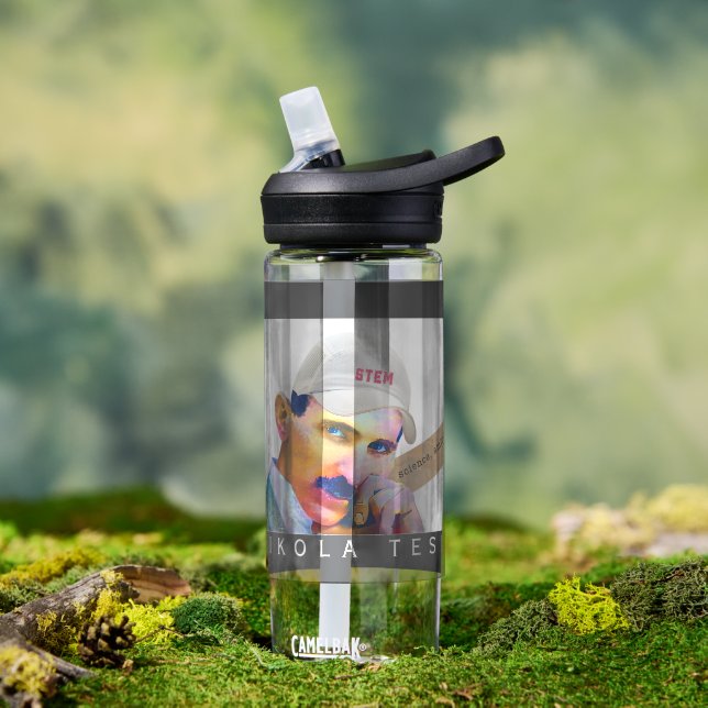 Funny Tesla Portrait  Water Bottle (Outdoor)