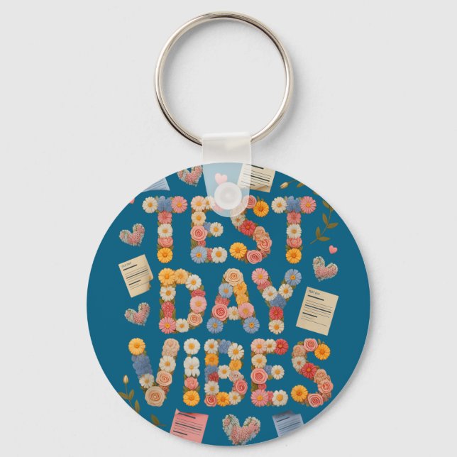 Funny test day vibes everything is fine stemFunny  Keychain (Front)
