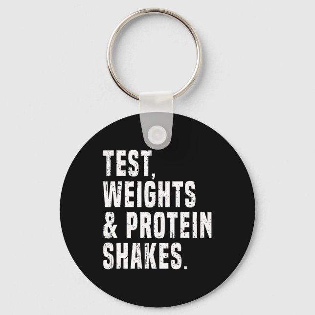 Funny Testosterone Test Steroid Humor Bodybuilding Keychain (Front)