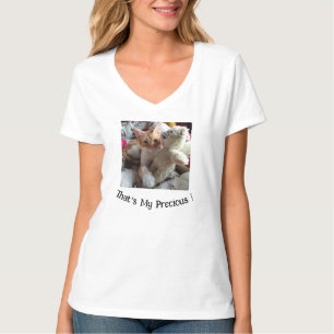 Funny Text , Cat Photo , Both Replaceable, White  T-Shirt
