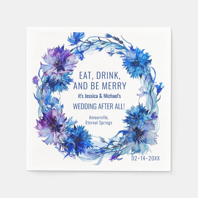 💍Funny text Cornflowers and Lavender  Napkins (Front)