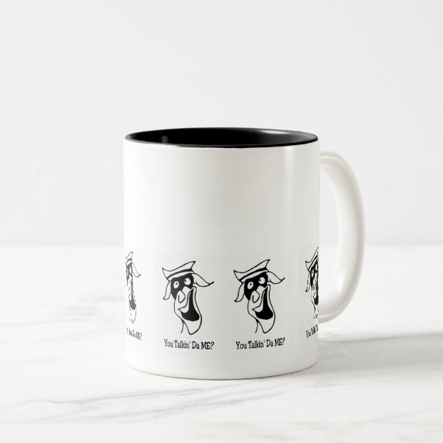 Funny Text Face Talking - Playful Expression Two-Tone Coffee Mug (Front Right)