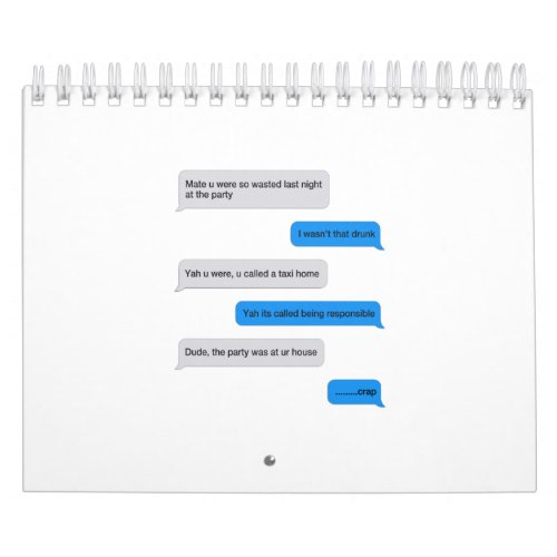 Funny text message calendar