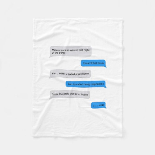 Funny text message fleece blanket