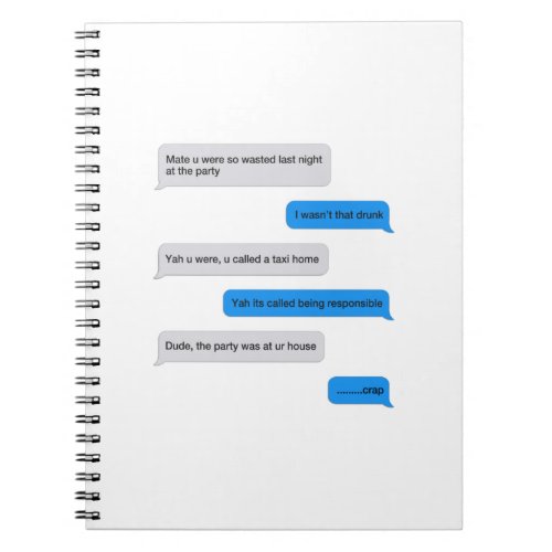 Funny text message notebook