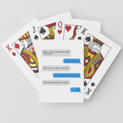 Funny text message playing cards