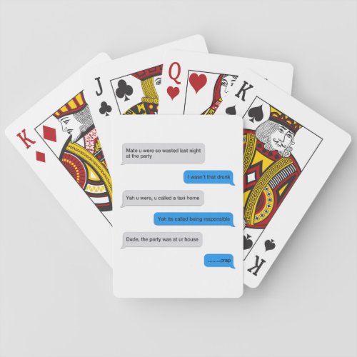 Funny text message poker cards