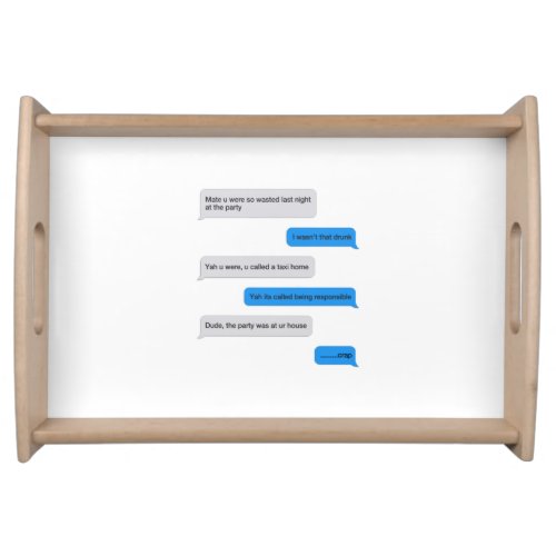 Funny text message serving tray